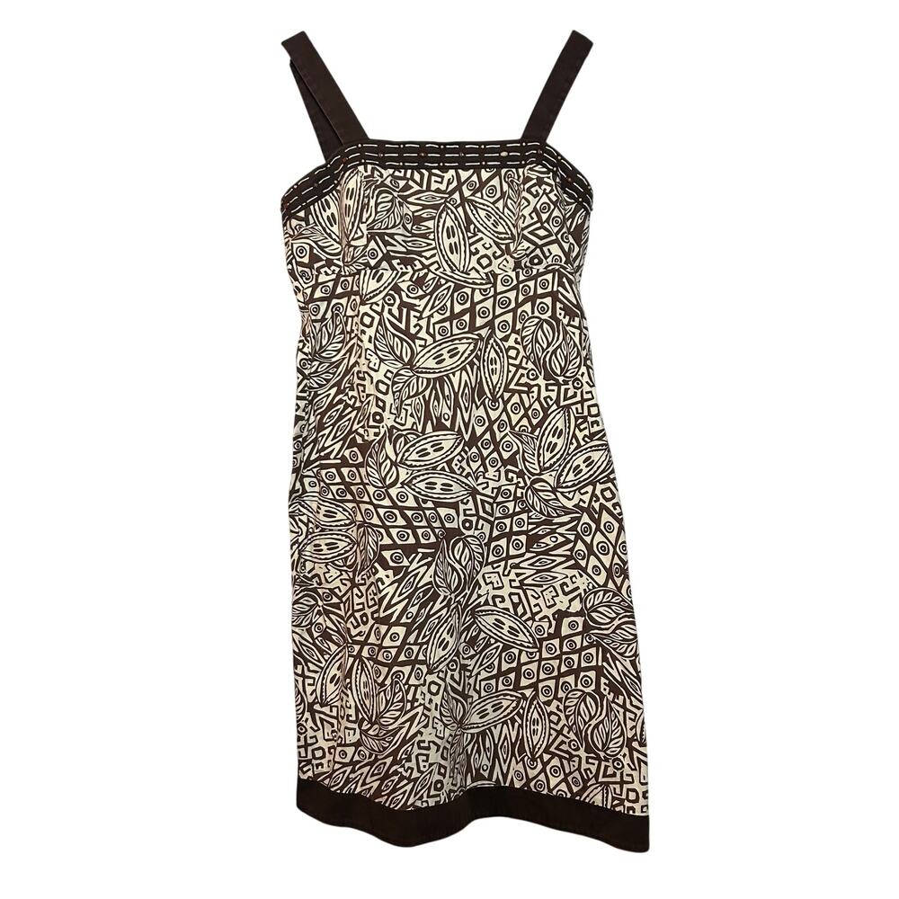 Boho Geometric Smocked Midi Dress Small Padded Bust